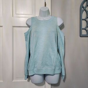 Elegant Off-Shoulder Light Blue Sweater